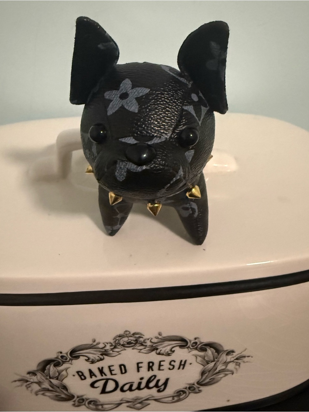 Bag Charm/Key Fob Black Frenchie Dog with Gold Stud Collar!! Black 🖤🖤